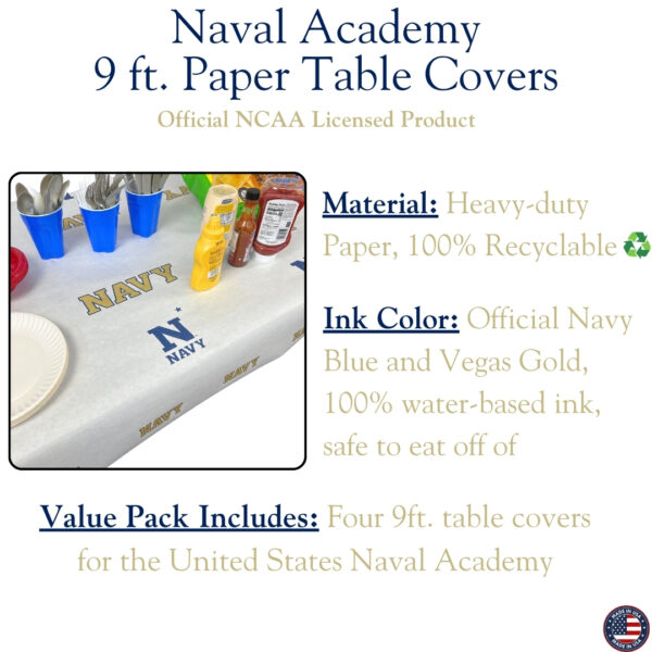 Navy collegiate table cover description